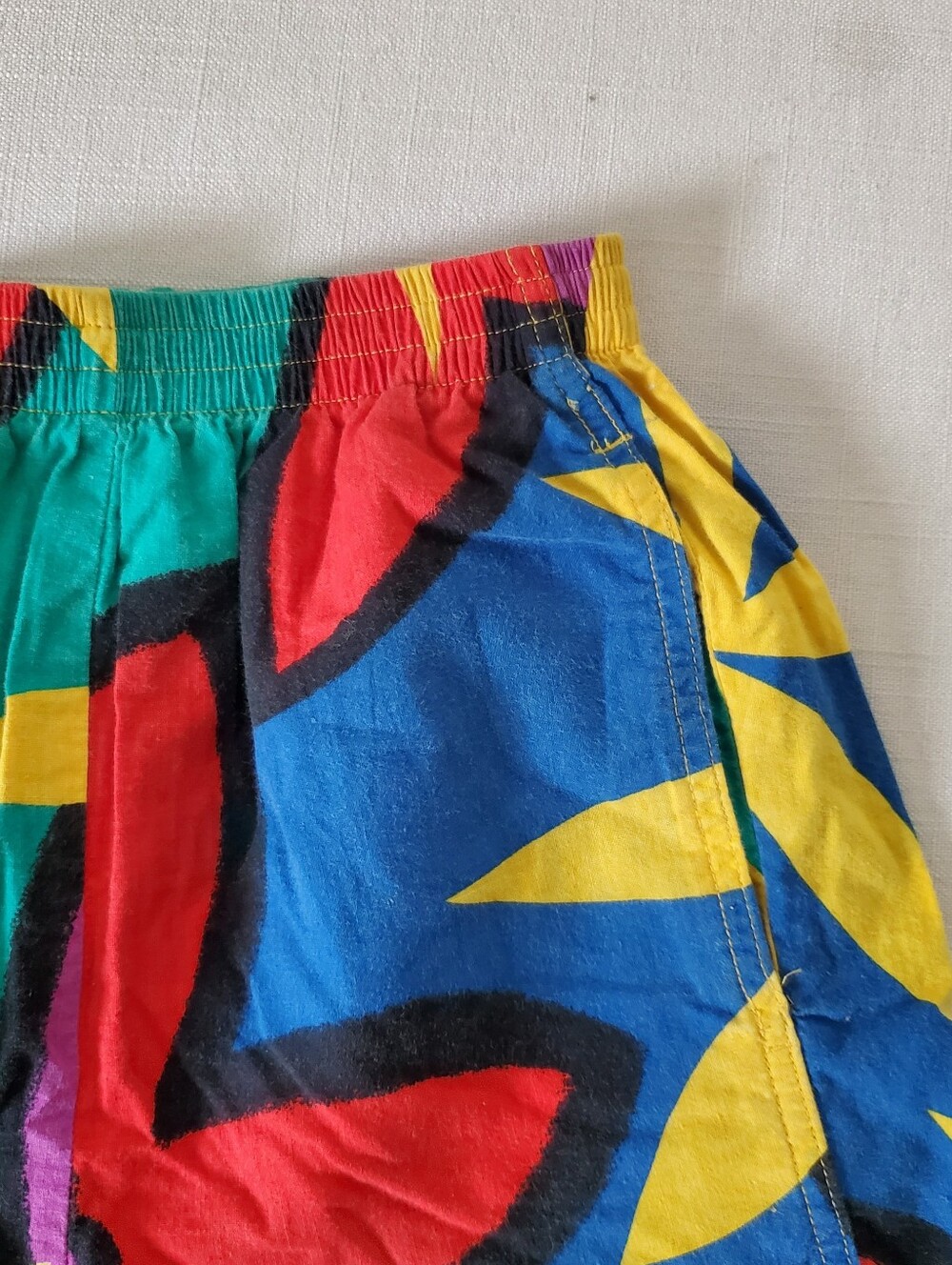 Vintage Multicolor Tropical Print Elastic Waist Shorts Womens Small - Picture 4 of 9